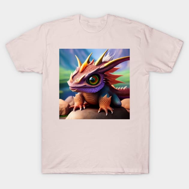 Baby Red Dragon with Rainbow Eyes T-Shirt by dragynrain